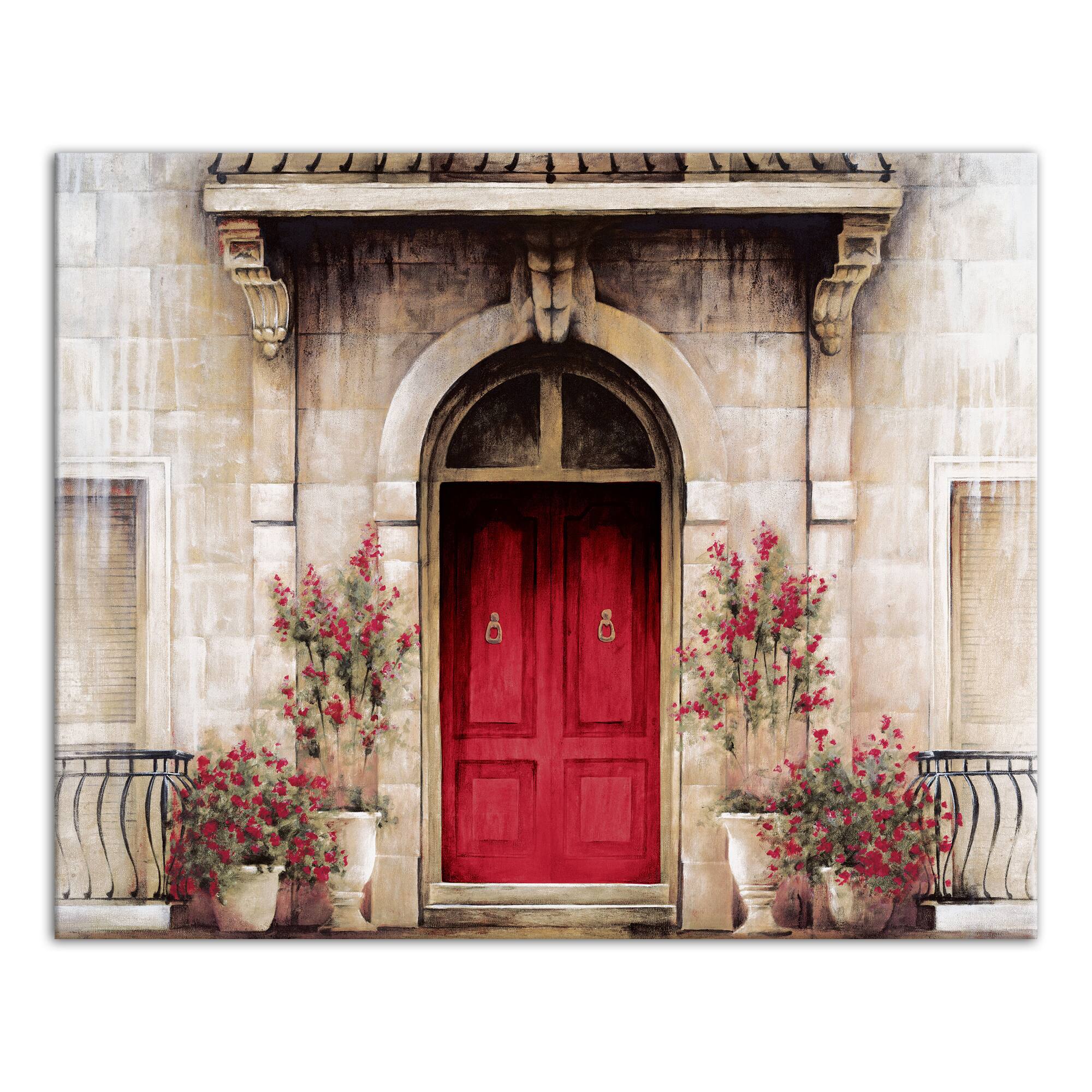 Red Door Tuscan Scene Canvas Wall Art